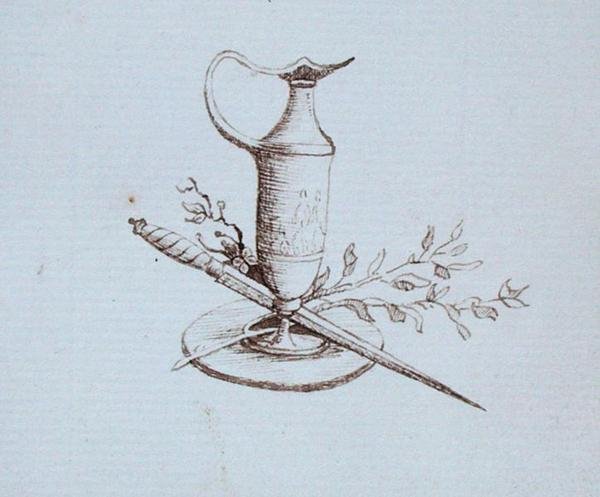 Ritning från Michael Faradays klippbok (penna och bläck på papper) av Michael Faraday