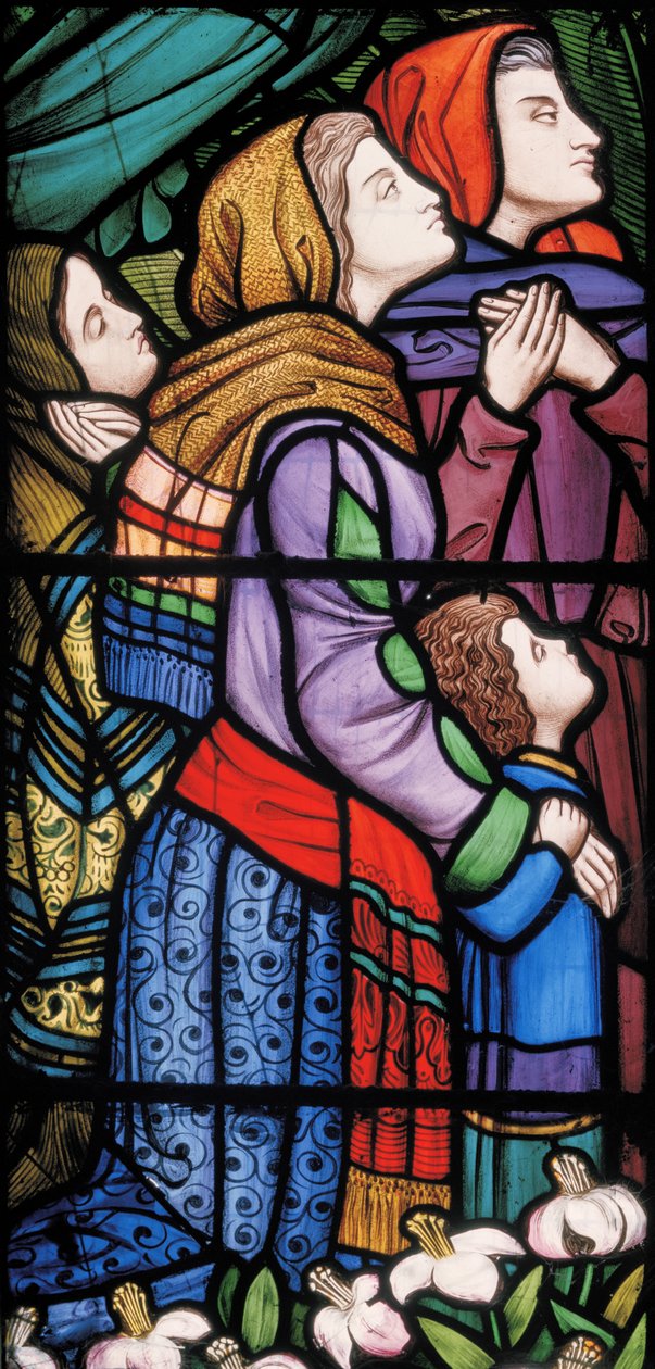 Christ Blessing Children, detalj, 1863 (målat glas) av Michael Frederick Halliday