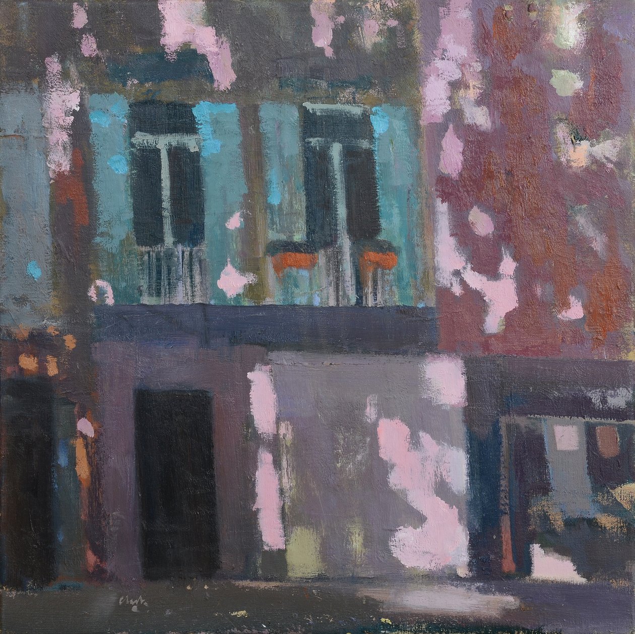 Skuggor på en vägg, Provence, 2015 (olja på linne) av Michael G. Clark