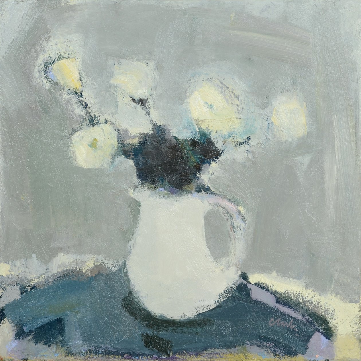 Bordsskiva med blommor, 2016 (olja på linne) av Michael G. Clark