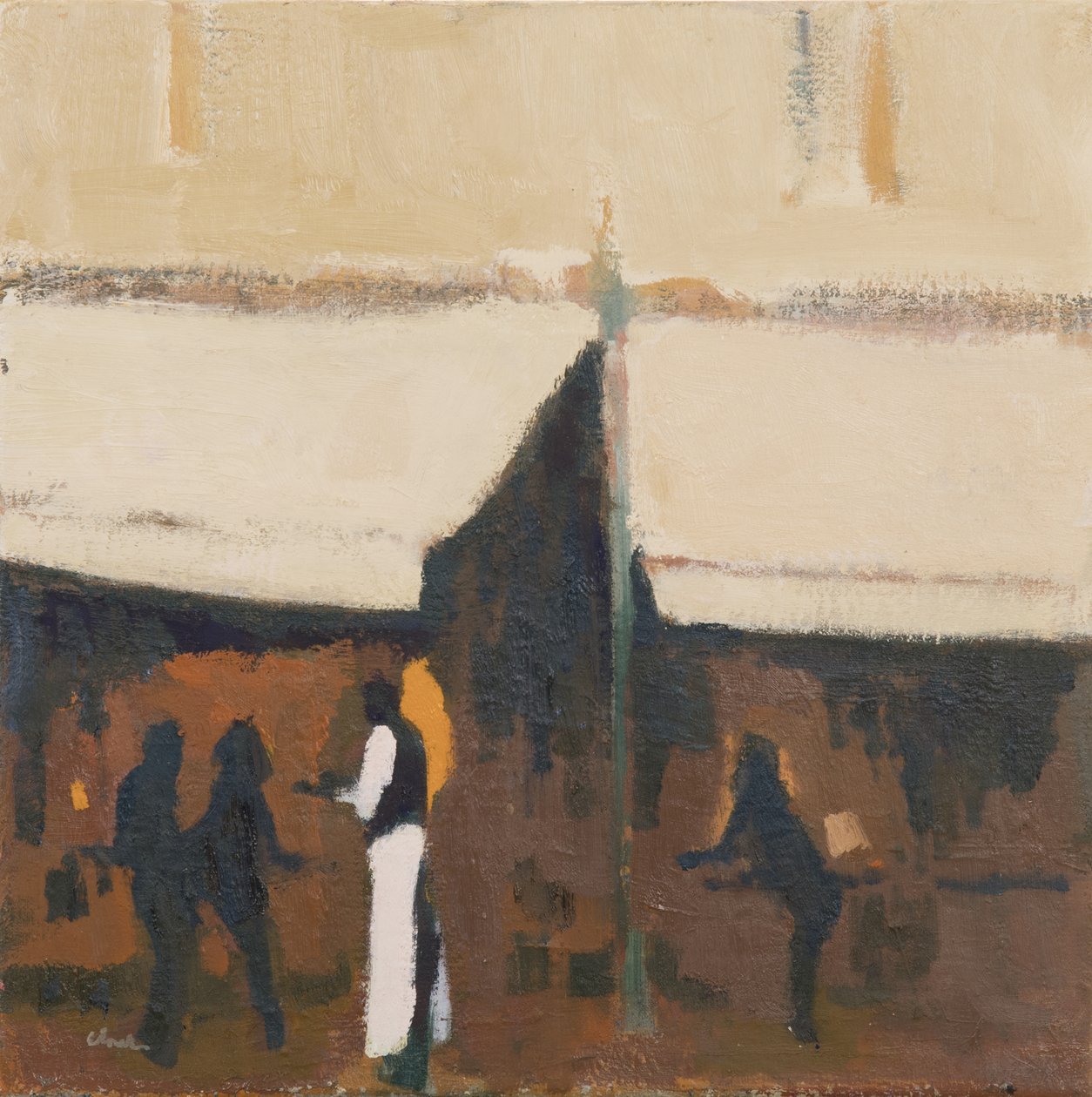 Servitör, Paris, kväll, 2017 (olja på linne) av Michael G. Clark