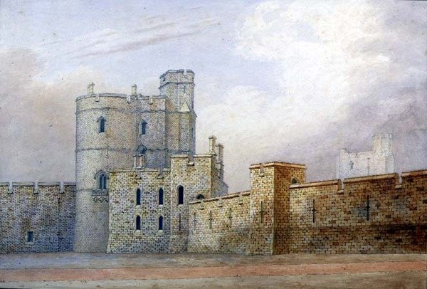 Windsor Castle, Military Knights Tower (penna & bläck och akvarell på papper) av Michael Gandy