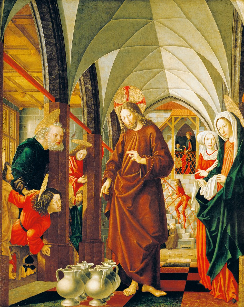Bröllop i Kana, panel från Stories of Christ, St Wolfgang Altarpiece av Michael Pacher