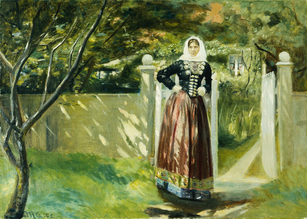 Vid trädgårdsporten, 1902 av Michael Peter Ancher