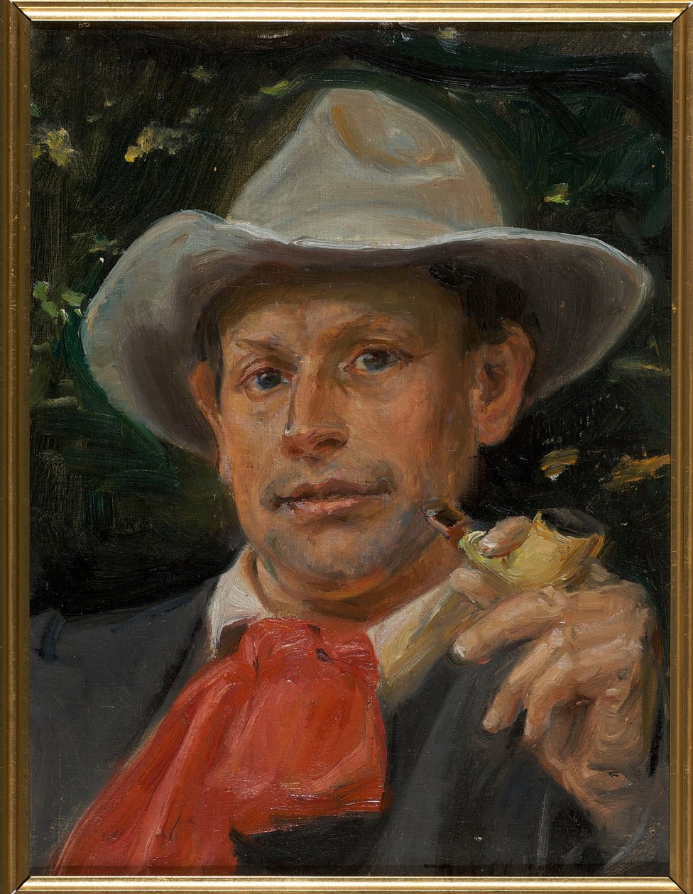 "" Porträtt av den danske författaren Martin Andersen Nexo (1869-1954) "" (Porträtt av Martin Andersen Nexo) Målning av Michael Ancher (1849-1927) - 1911 - Olja på duk - 24x33 - Bornholms konstmuseum av Michael Peter Ancher