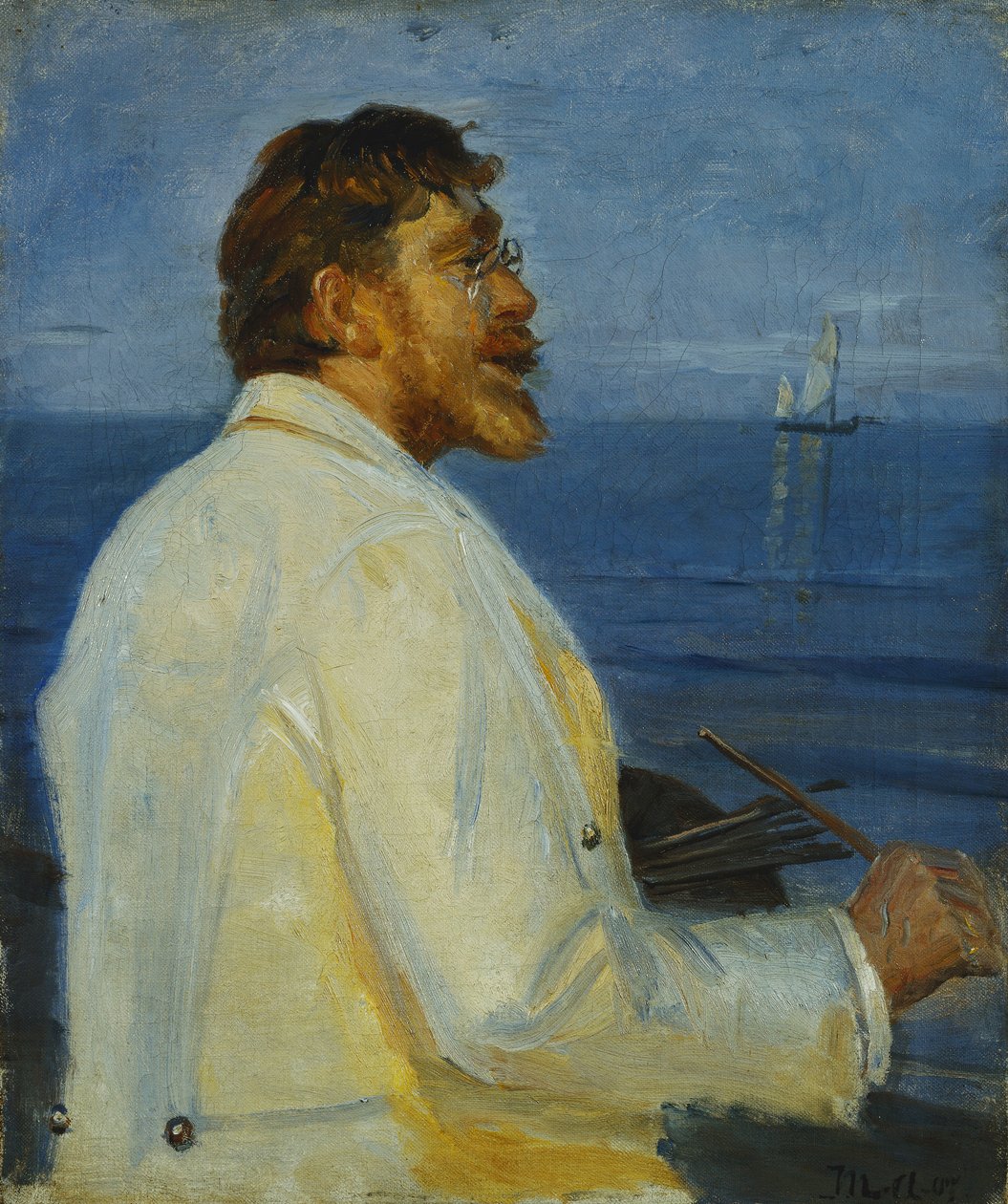 Porträtt av konstnären Peder Severin Kroyer, halvlängd, 1907 av Michael Peter Ancher