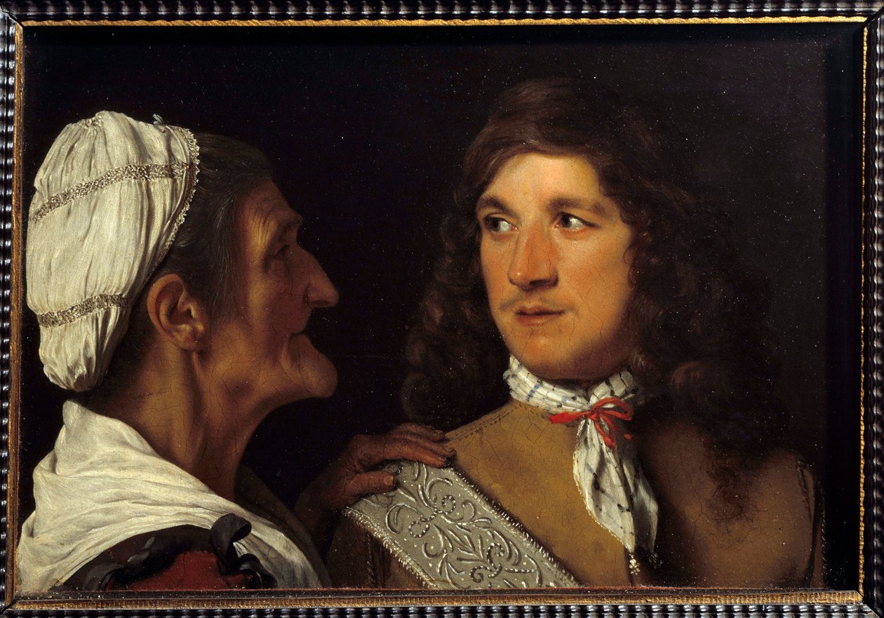 The Young Man and the Matchmaker Målning av Michael Sweert (Michiel Sweert av Michael Sweerts