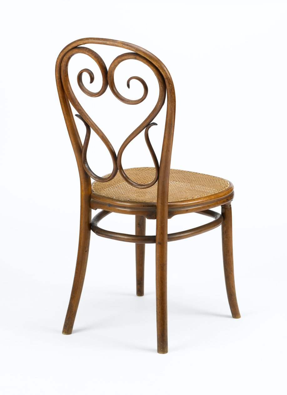 Sidostol, ca 1848 (böjt massivt bokträ med vävd käppsäte) av Michael Thonet