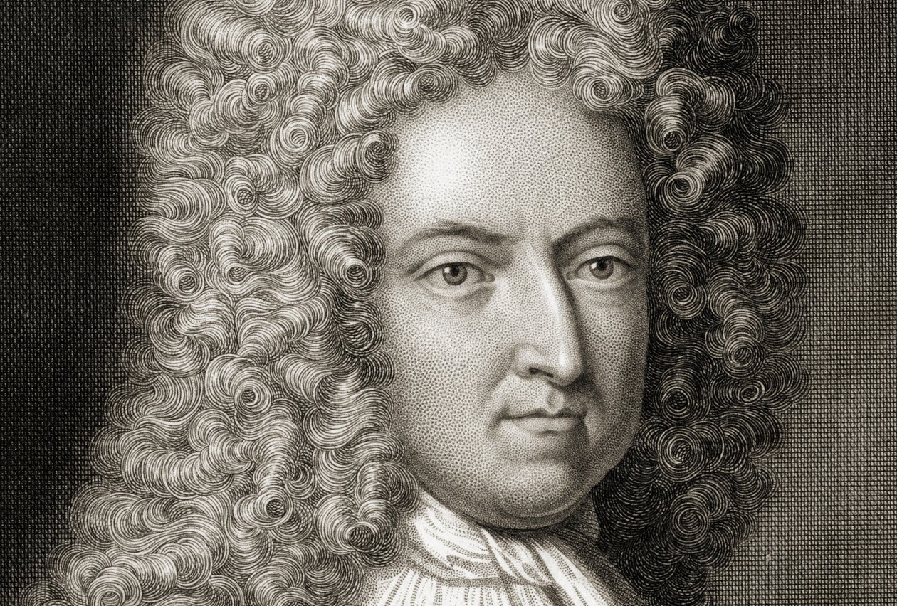 Daniel Defoe 1660-1731 Detalj, tidigt 1700-tal av Michael Vandergucht