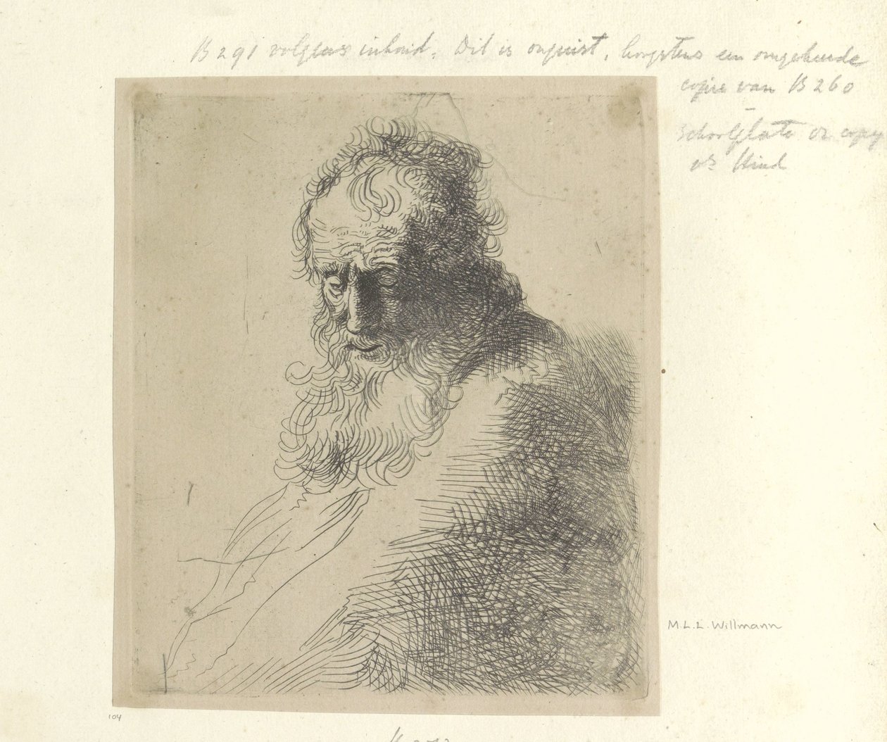Byst av en gammal man met baard Samling av åttiofem originaltryck (serietitel) av Michael Willmann (attributed to)