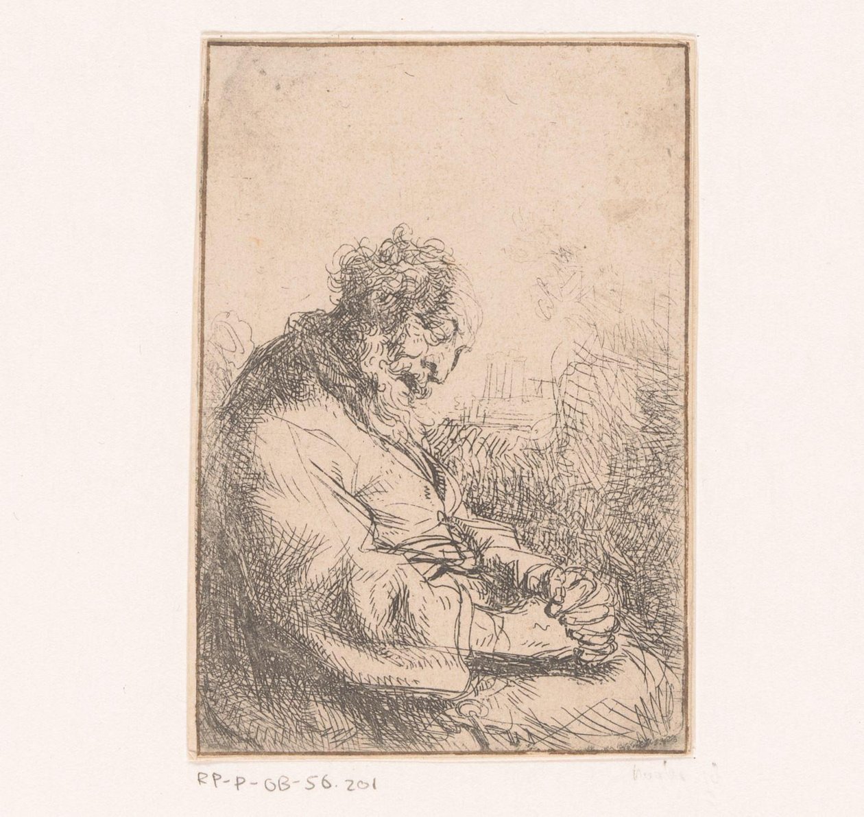 Sova gubbe i en stol av Michael Willmann (attributed to)