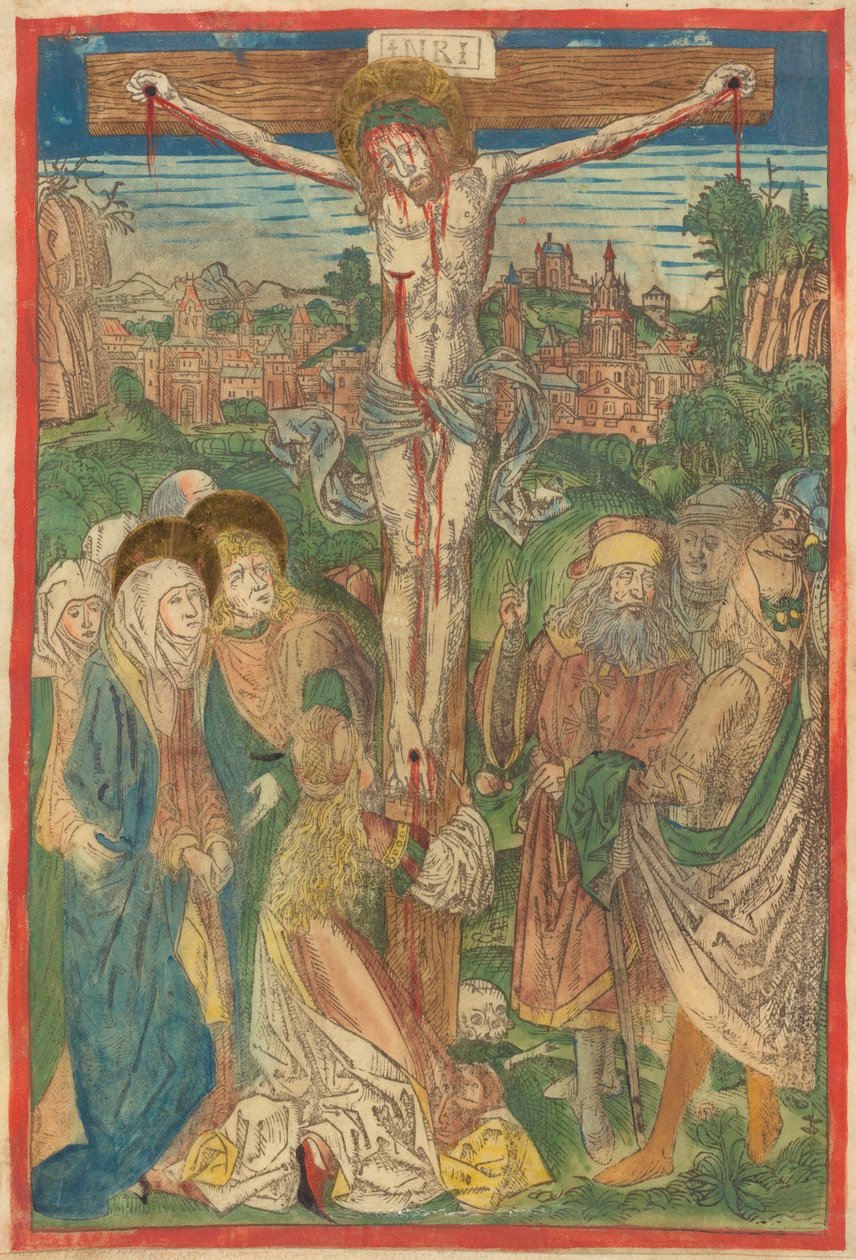 Die Kreuzigung mit der heiligen Maria Magdalena av Michael Wolgemut