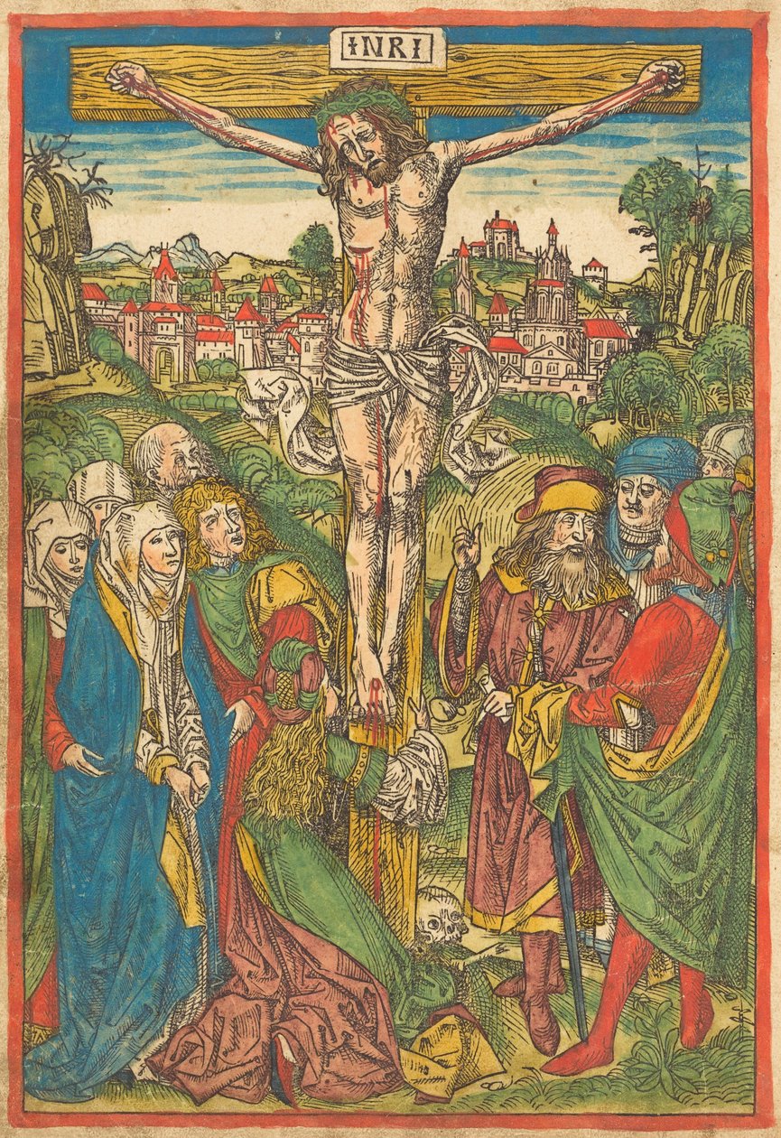 Die Kreuzigung mit der Heiligen Maria Magdalena av Michael Wolgemut
