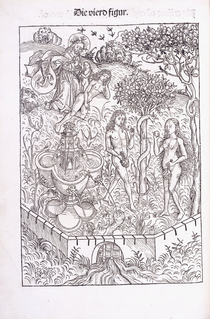 Adam och Eva i Edens lustgård, 1491 av Michael Wolgemuth