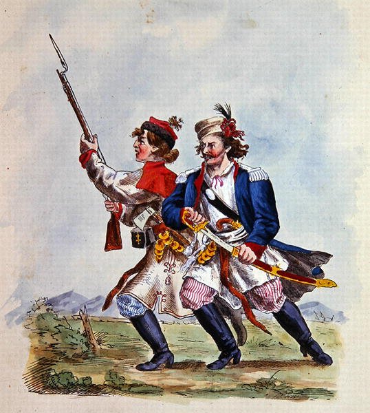 Dräkter av den polska armén efter 1700 (färg litho) av Michal Stachowicz