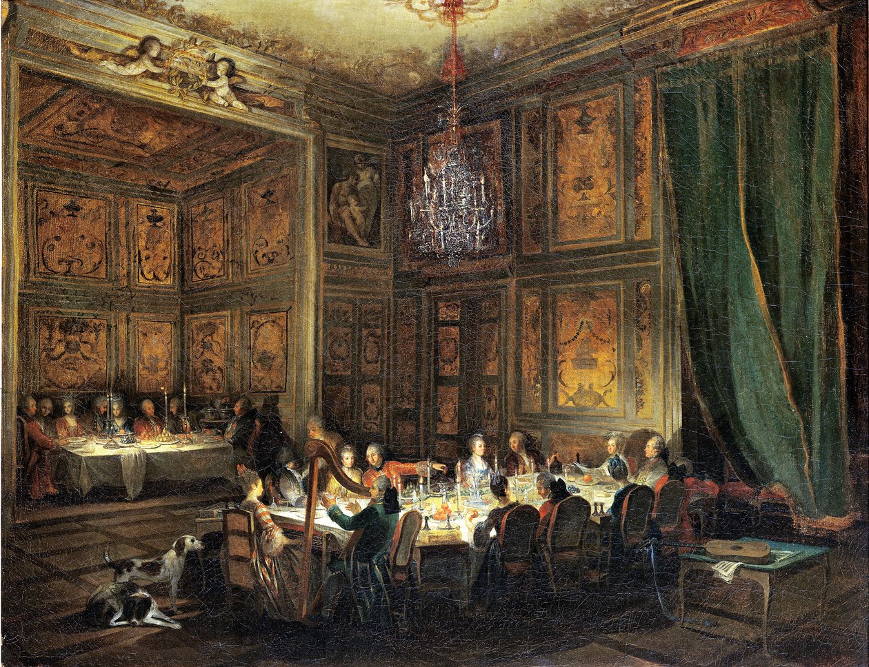 Middag för prinsen av Conti (1717-76) i templet, 1766 av Michel Barthelemy Ollivier or Olivier