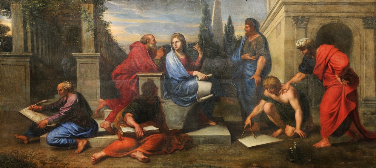 Aspasie au milieu des philosophes de la Grèce av Michel des Gobelins Corneille