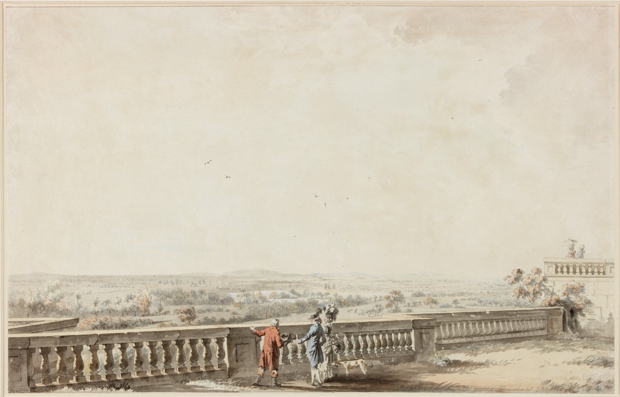 Figurer på en terrass av Michel Vincent Brandoin or Brandouin