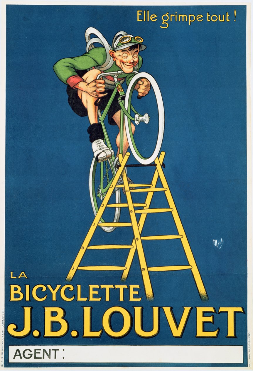 "Det kommer att klättra vad som helst", annons för J.B. Louvet-cykeln av Michel Liebeaux