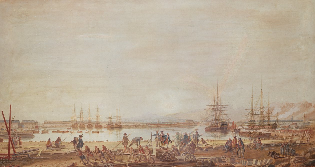 Udsigt over den nye havn i Toulon og kongens eskadron, 1777 (gouache) sverige av Michel de Toulon