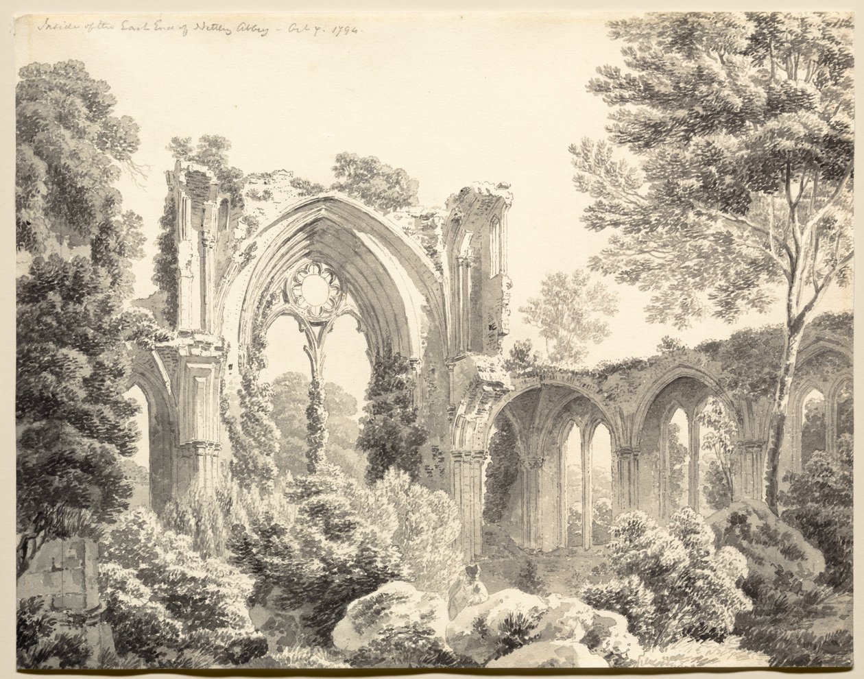 Inne i East End av Netley Abbey av Michel Angelo Rooker