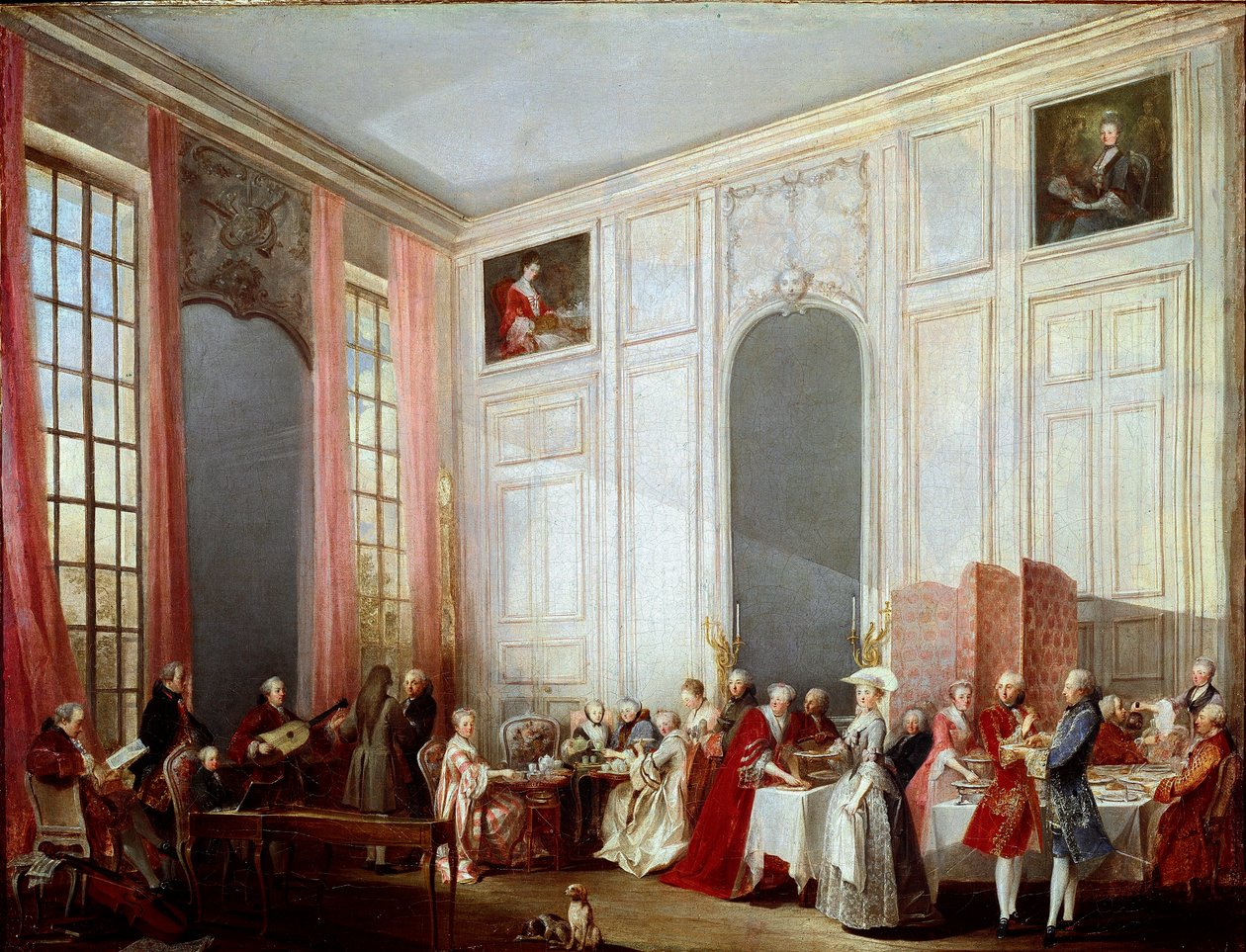Afternoon tea at the Temple (olja på duk av Michel Barthelemy Ollivier or Olivier