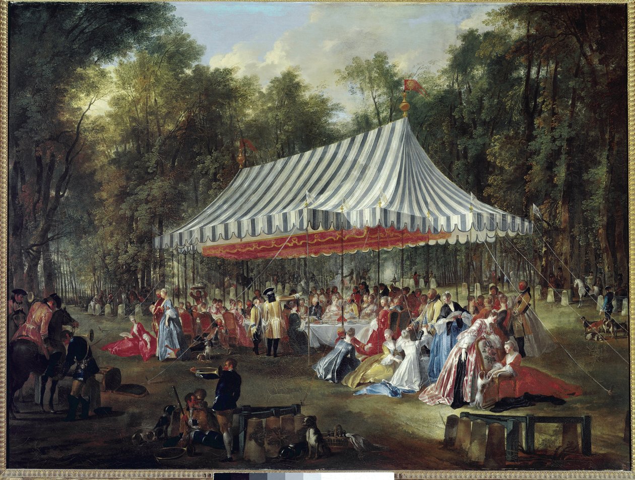 Bankett i parken.(olja på duk av Michel Barthelemy Ollivier or Olivier