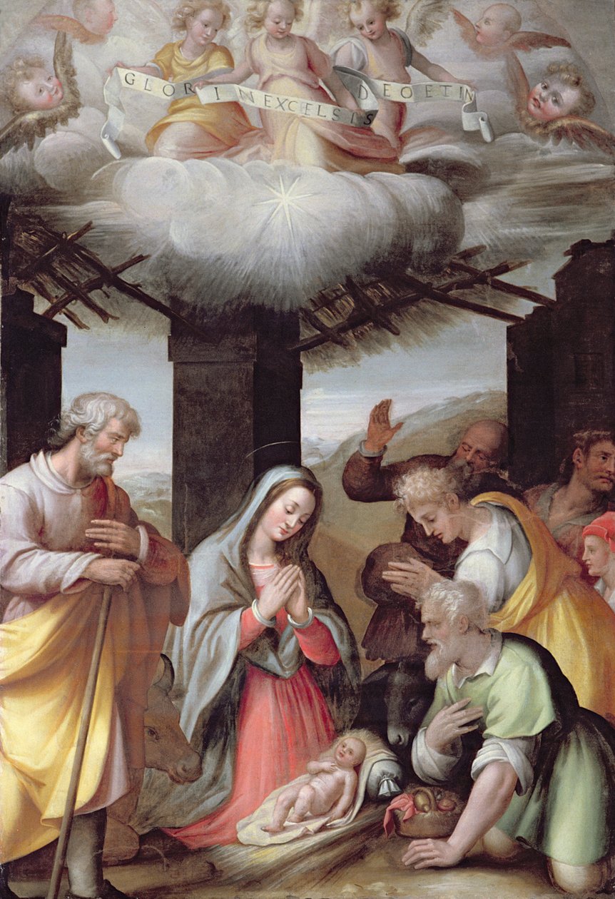 Tillbedjan av herdarna, c.1500 av Michel Colombe
