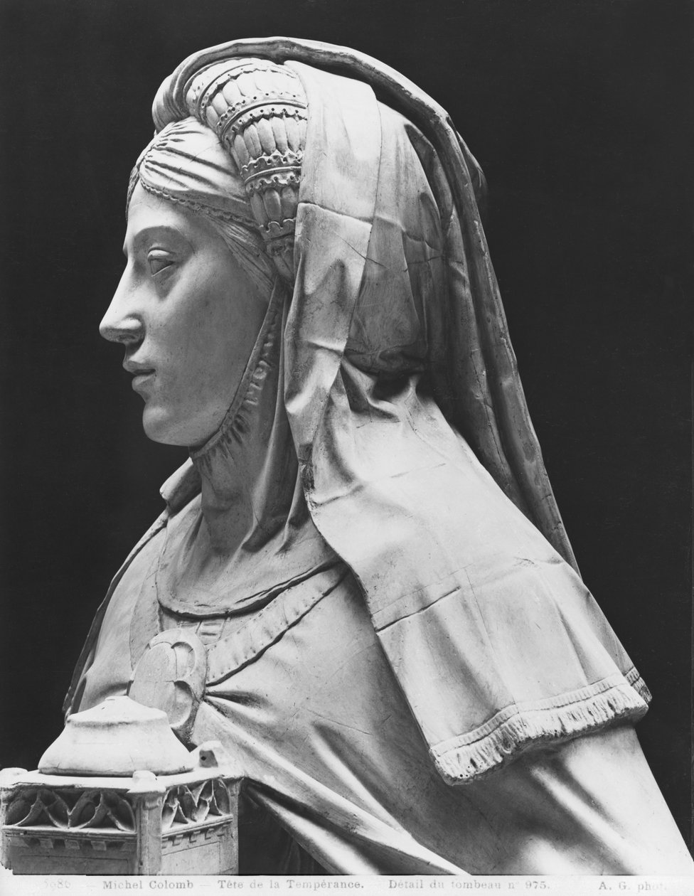 Nantes, katedralen Sankt Peter och Sankt Paul, grav för Franciskus II, hertig av Bretagne och Marguerite av Foix, temperanshuvud, 1502-07 (gipsavgjutning från marmor) av Michel Colombe