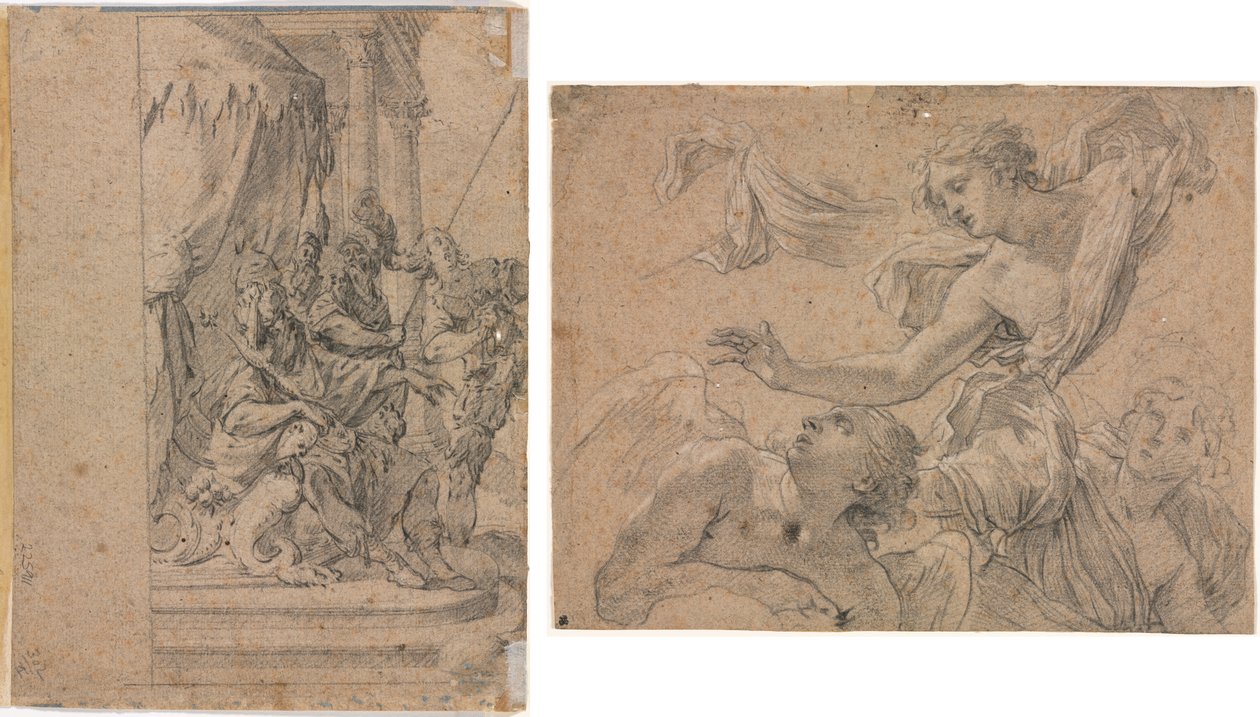 Studier av änglar (recto); Panthea före Cyrus? (verso) av Michel Dorigny