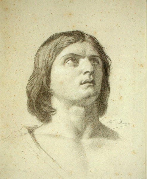 Head of a Youth (svartvit krita på papper) av Michel Dumas