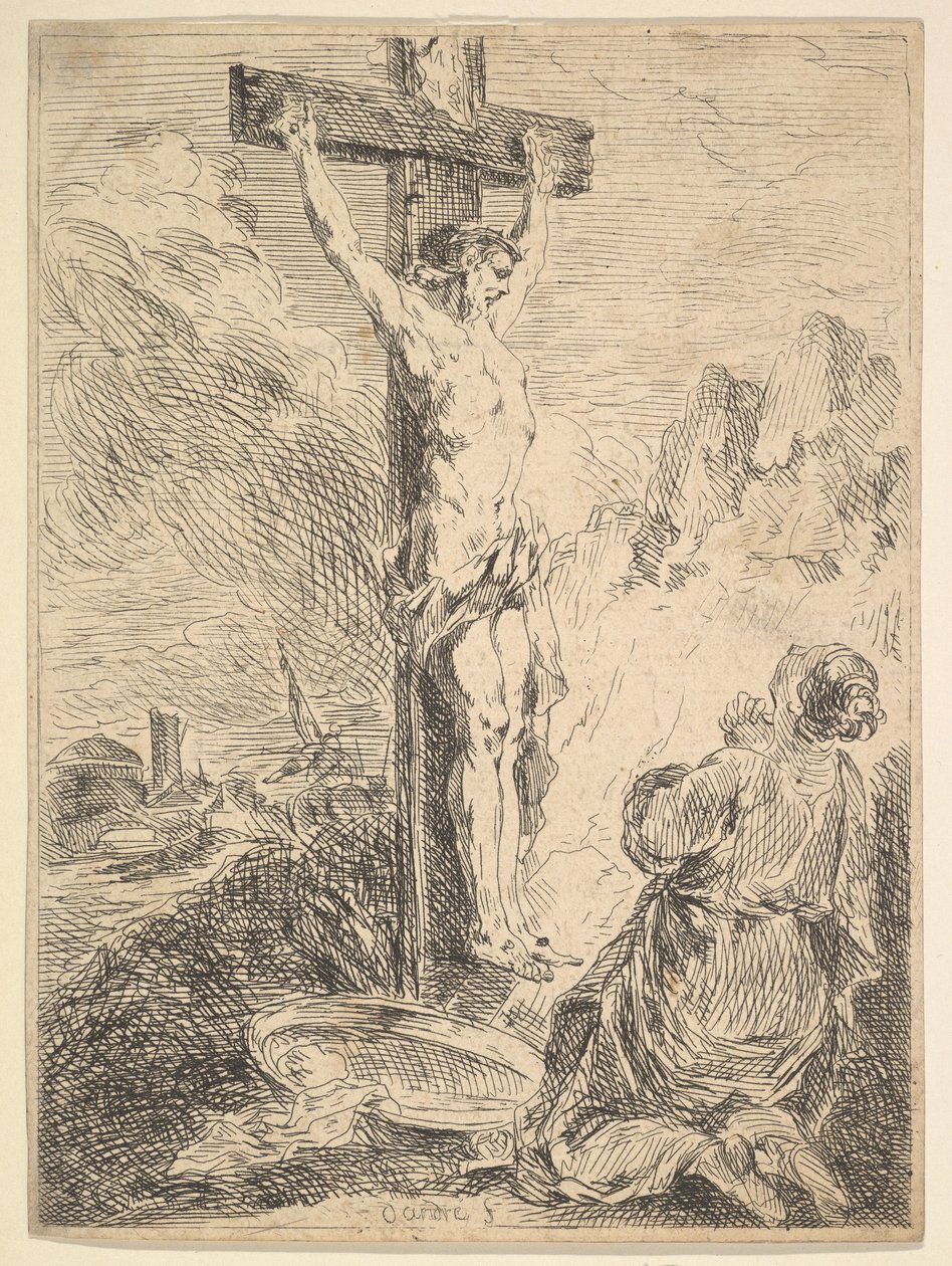 Maria Magdalena ber vid foten av korset, 1720-83. av Michel Francois Dandre Bardon