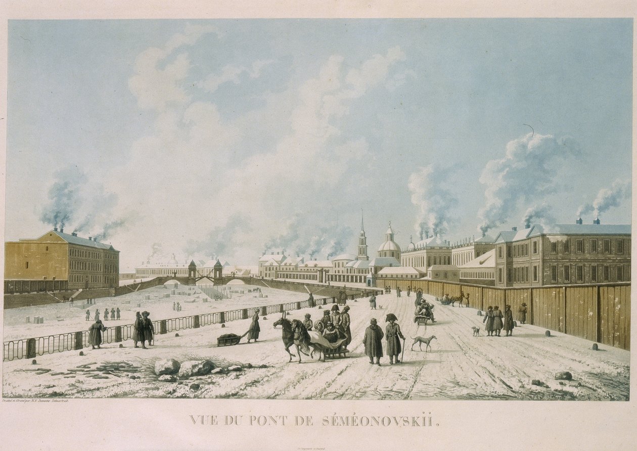 Semyonovsky-bron i Sankt Petersburg, 1813 av Michel Francois Damam Demartrait