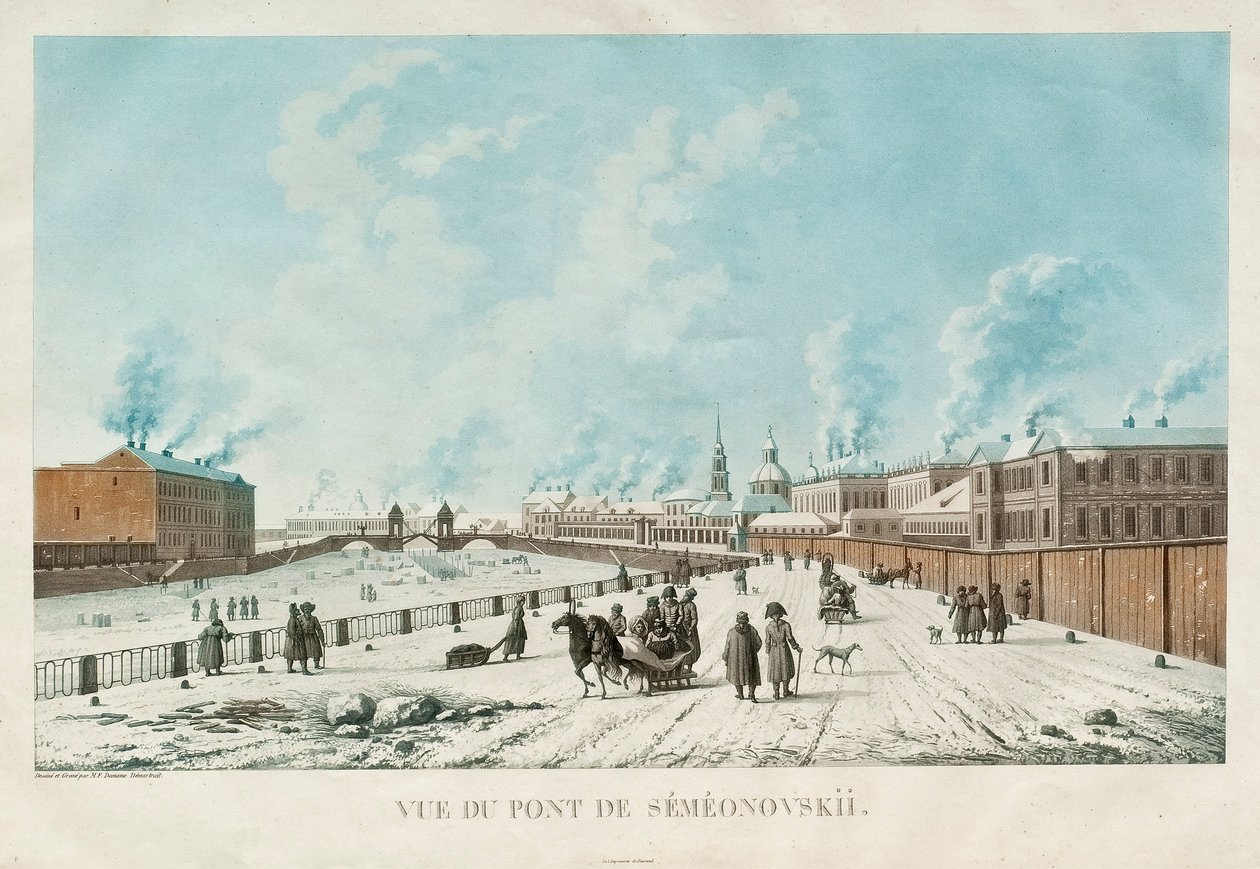 Semyonovsky-bron i Sankt Petersburg, 1813 av Michel Francois Damam Demartrait