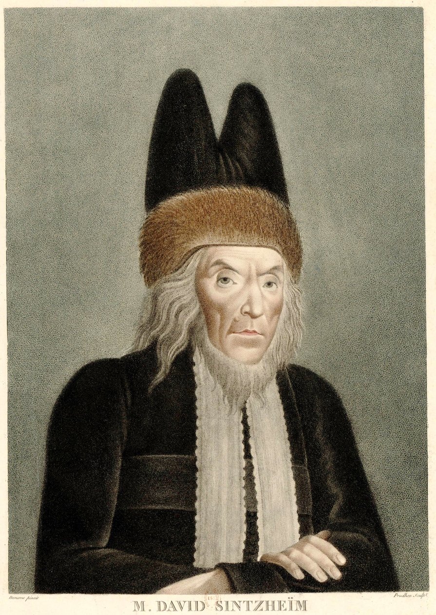Porträtt av David Sintzheim 1745-1812, 1800-talet. av Michel François Damame Demartrais