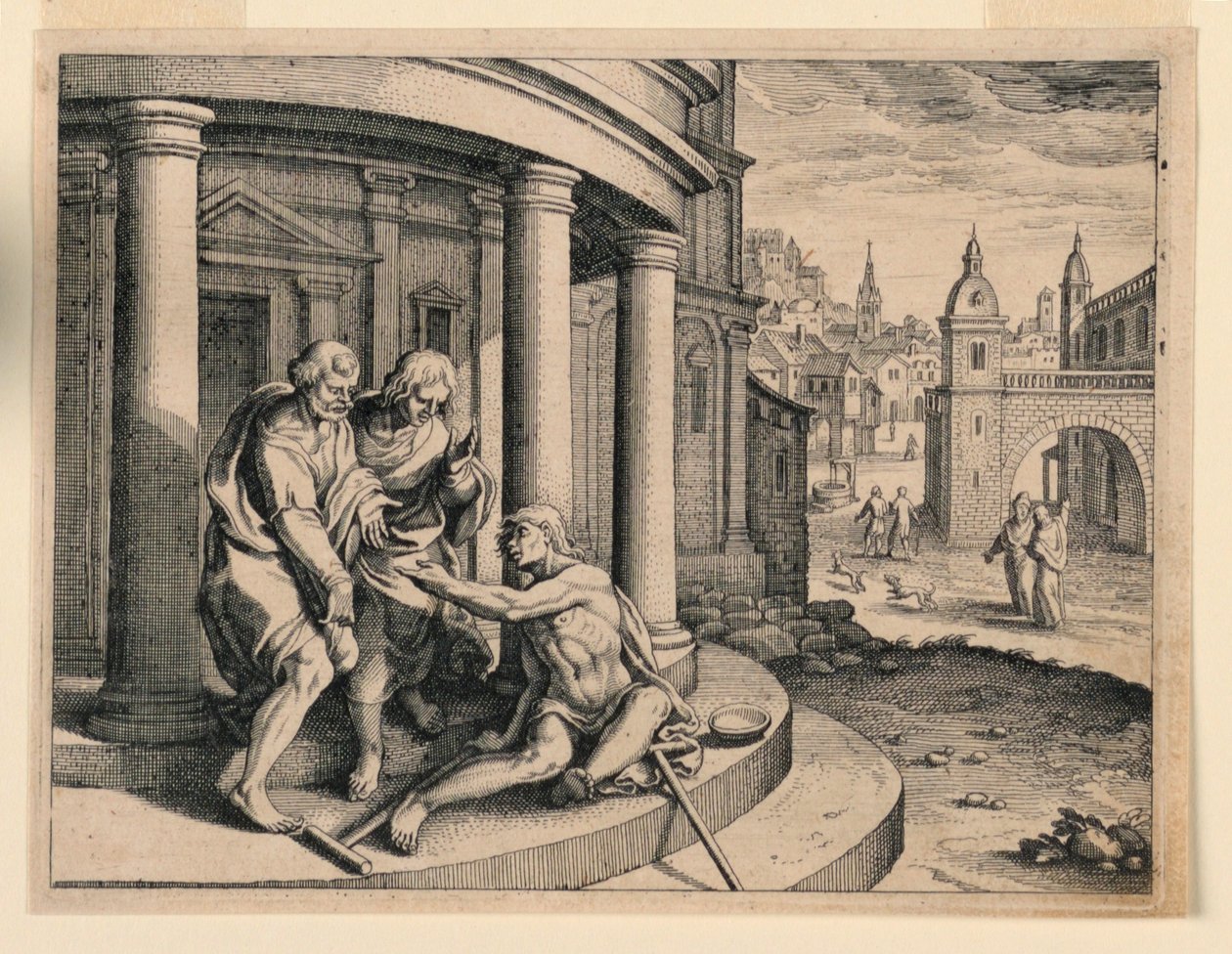 Petrus och Johannes vid templet av Michel Lasne
