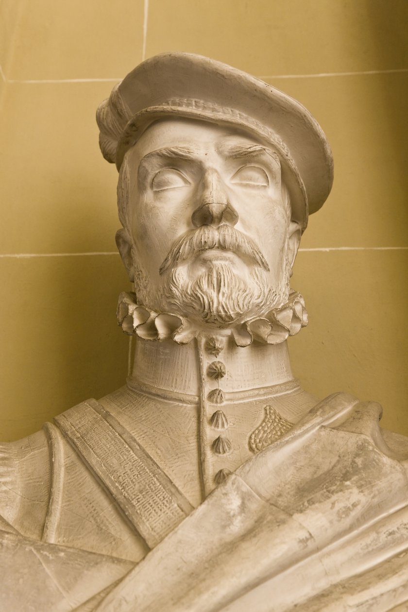 Kopi af en portrætbuste af Hernan Cortes (gips)swed av Victor Louis