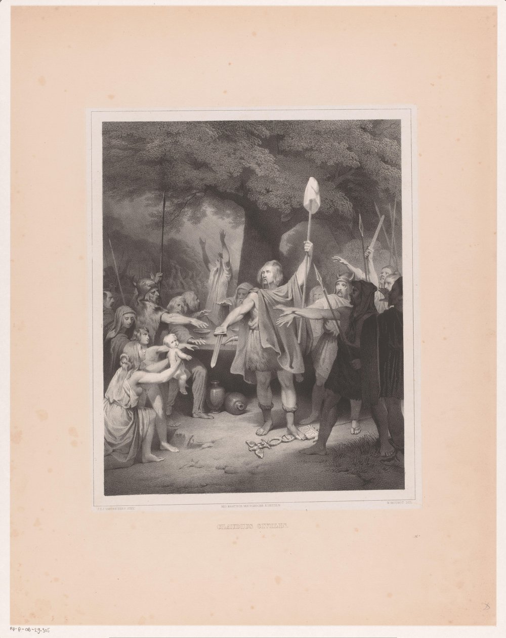 Julius Civilis svär mot romarna Claudius Civilis (titel på objekt) av Michel Mourot