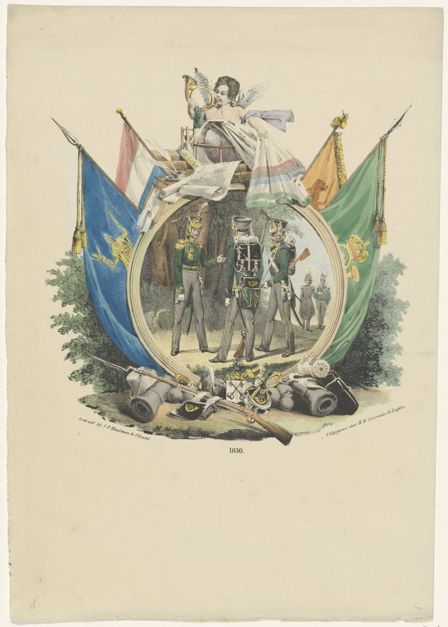 Medaljong med frivilliga jägare vid Leidens universitet, 1830 av Michel Mourot