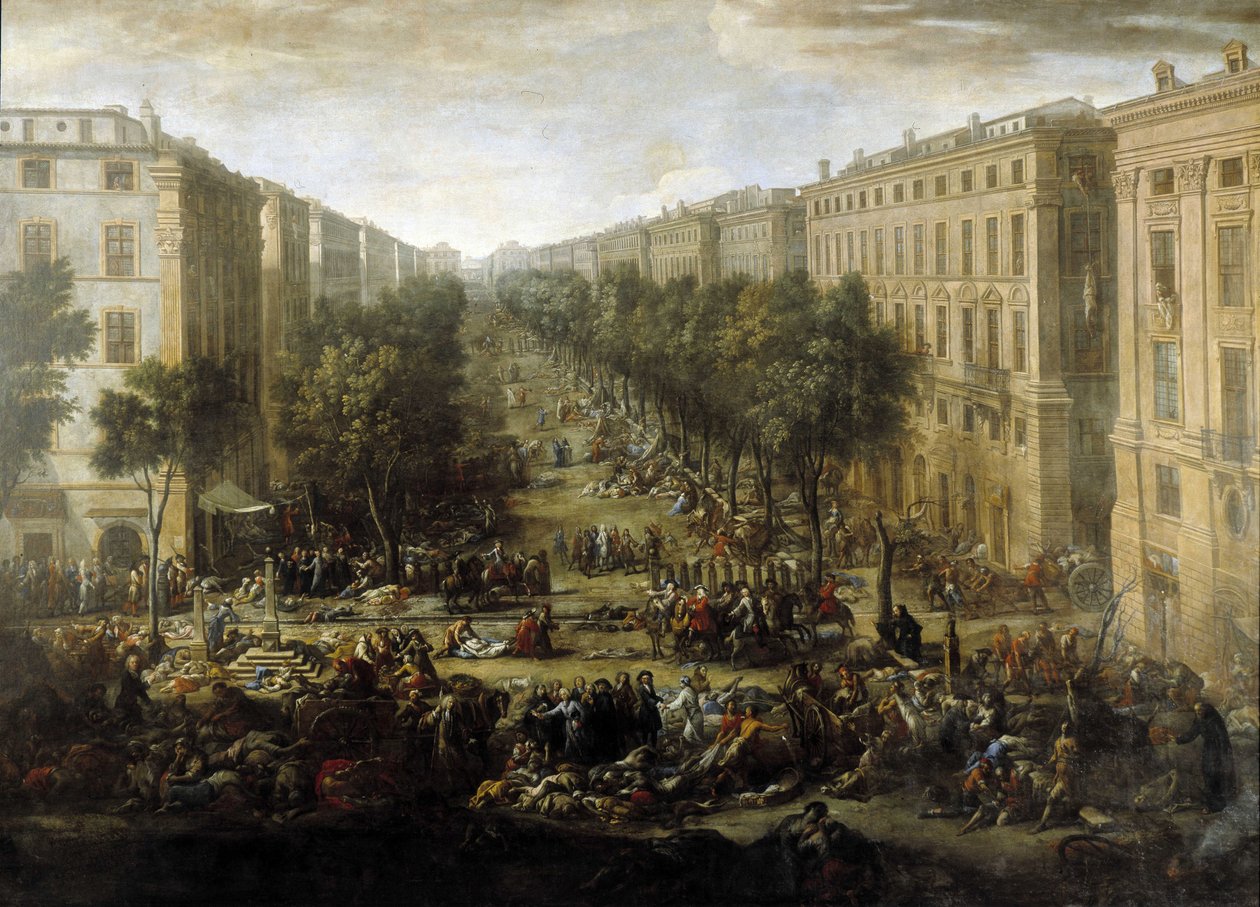 Utsikt över banan (från Marseille) under pesten 1720 (olja på duk) av Michel Serre