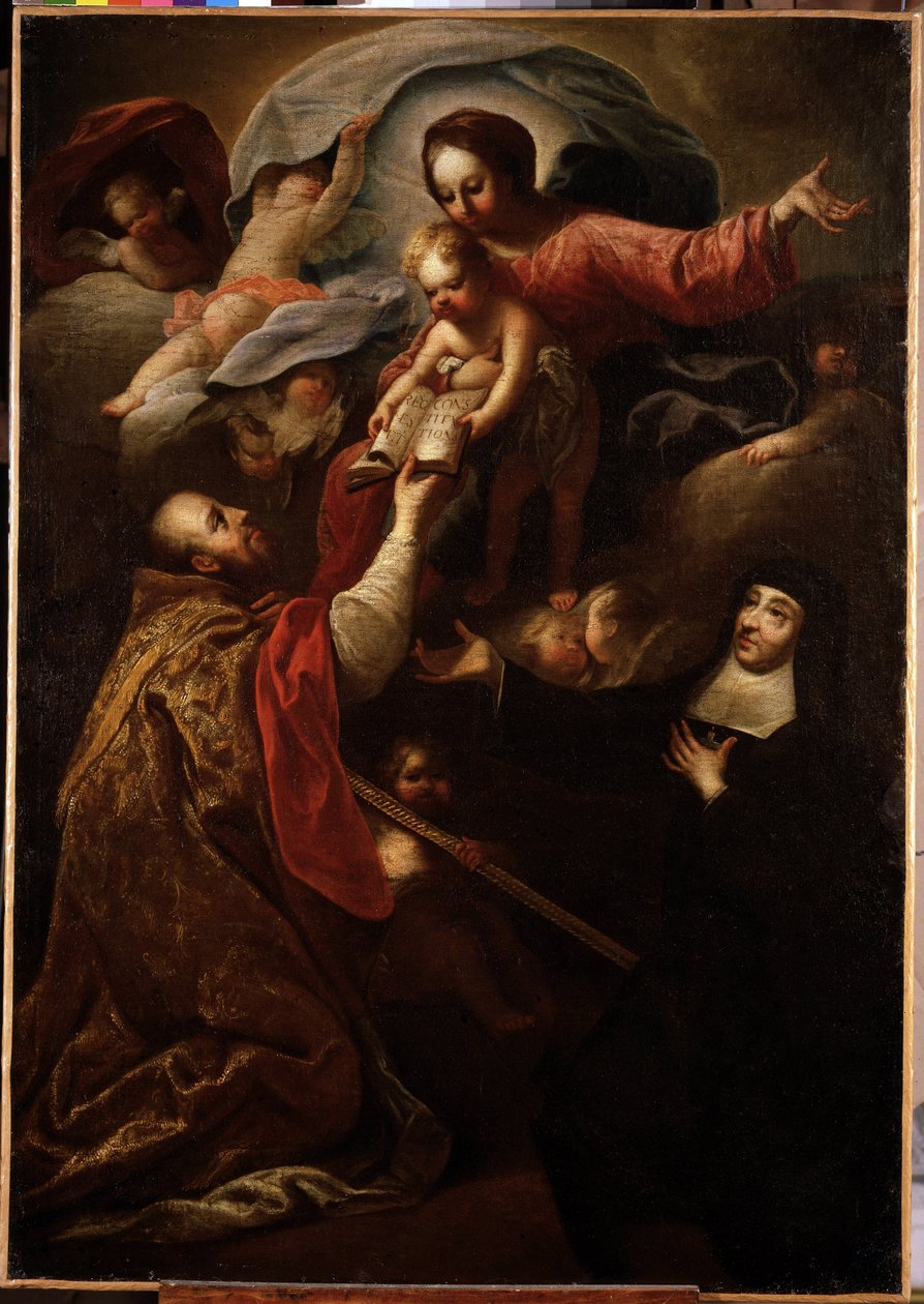 Jungfru och barn, Saint Francois de Salles och Saint Jeanne av Chantal (målning) av Michel Serre