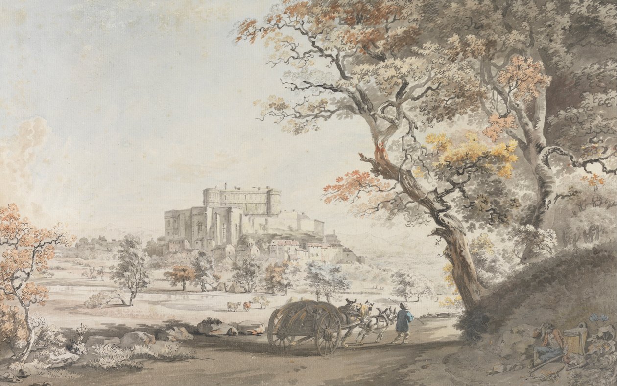 En sydostvy över slottet Grigan i Provence nära Dauphine av Michel Vincent Brandoin
