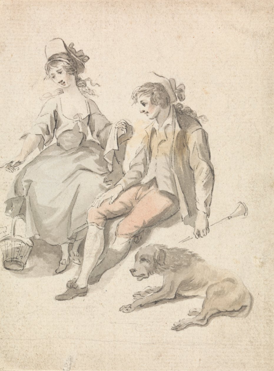 Herde, herdinna och hund av Michel Vincent Brandoin