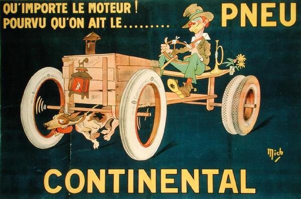 Reklam för Continental Tyres (färglitografi) av Michel called Mich Liebeaux