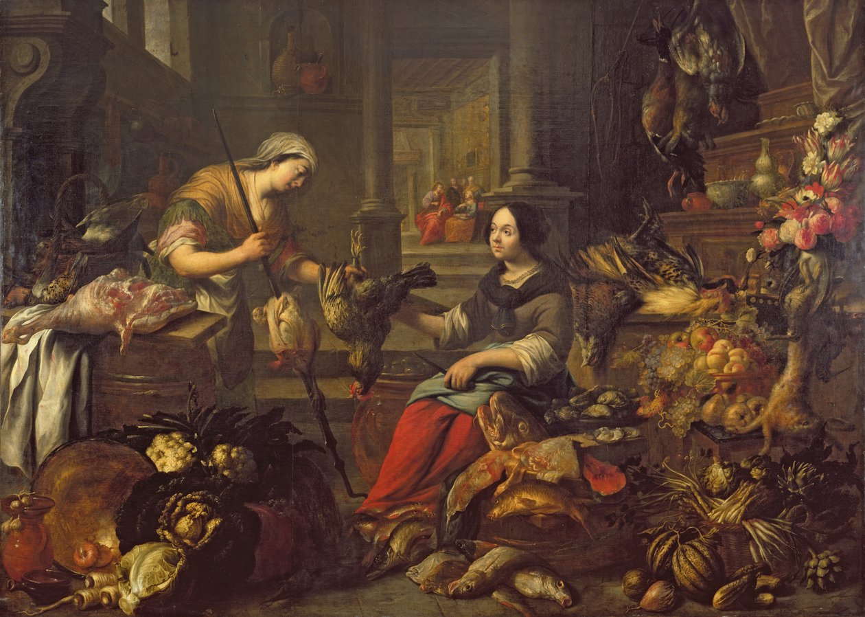 Jesus hemma hos Marta och Maria av Michel de Bouillon