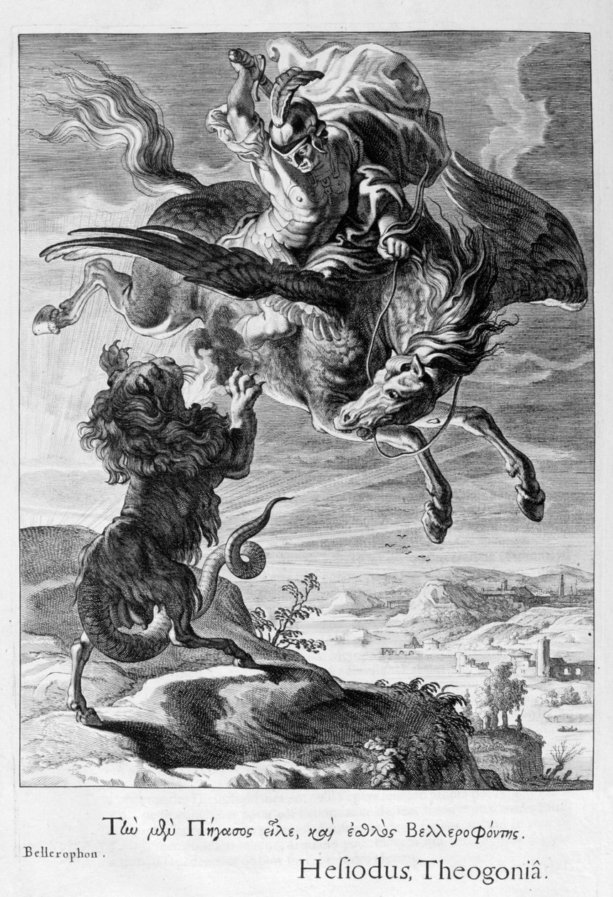 Bellerophon bekämpar Chimera, 1655 av Michel de Marolles