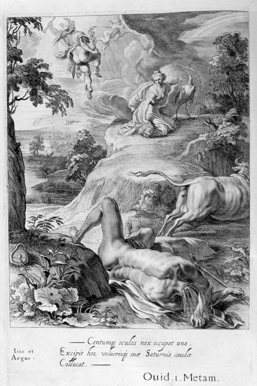 Io förvandlades till en ko: Merkurius skär av Argus huvud, 1655 av Michel de Marolles