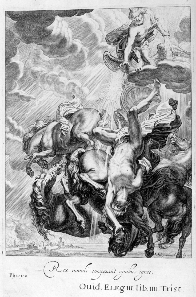 Phaeton slogs ner av Jupiters åskslag, 1655 av Michel de Marolles