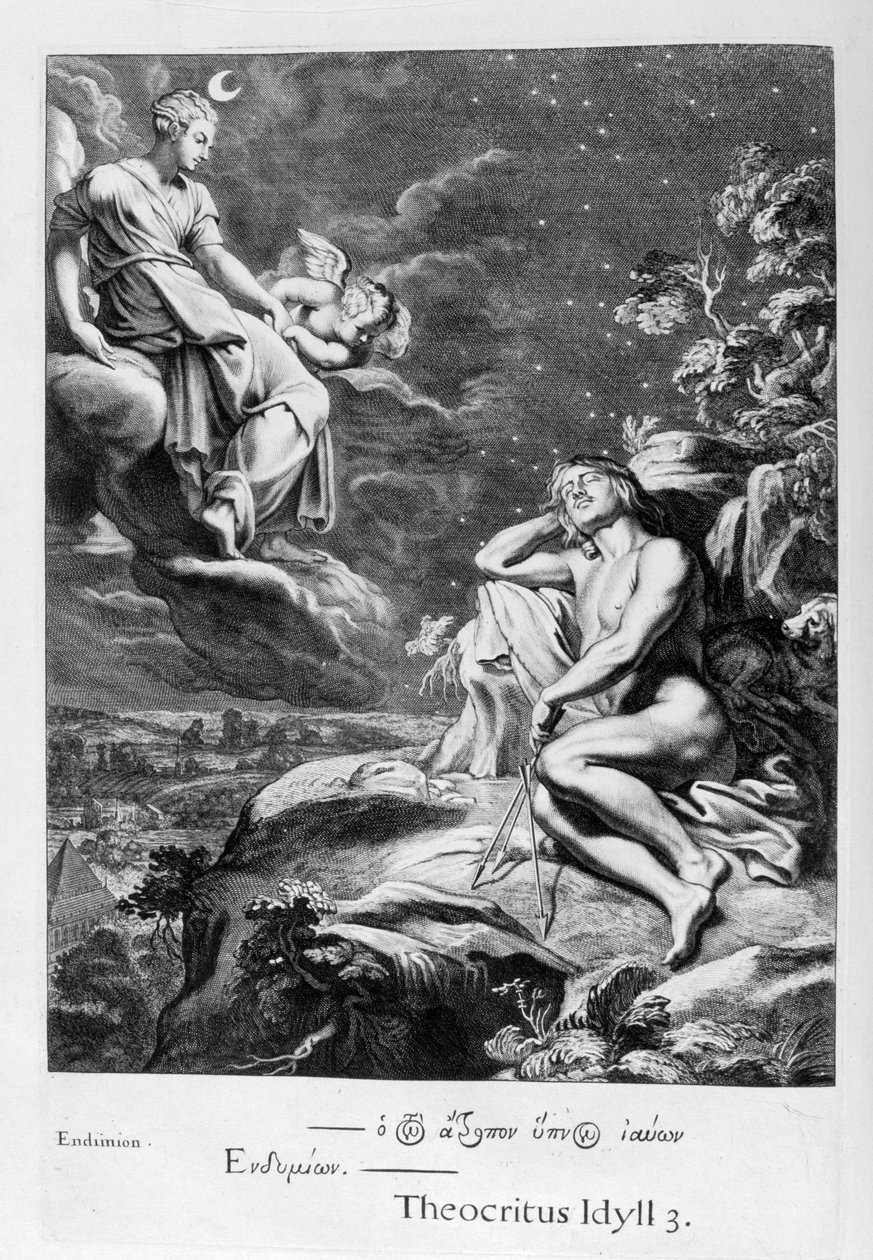Månen och Endymion, 1655 av Michel de Marolles