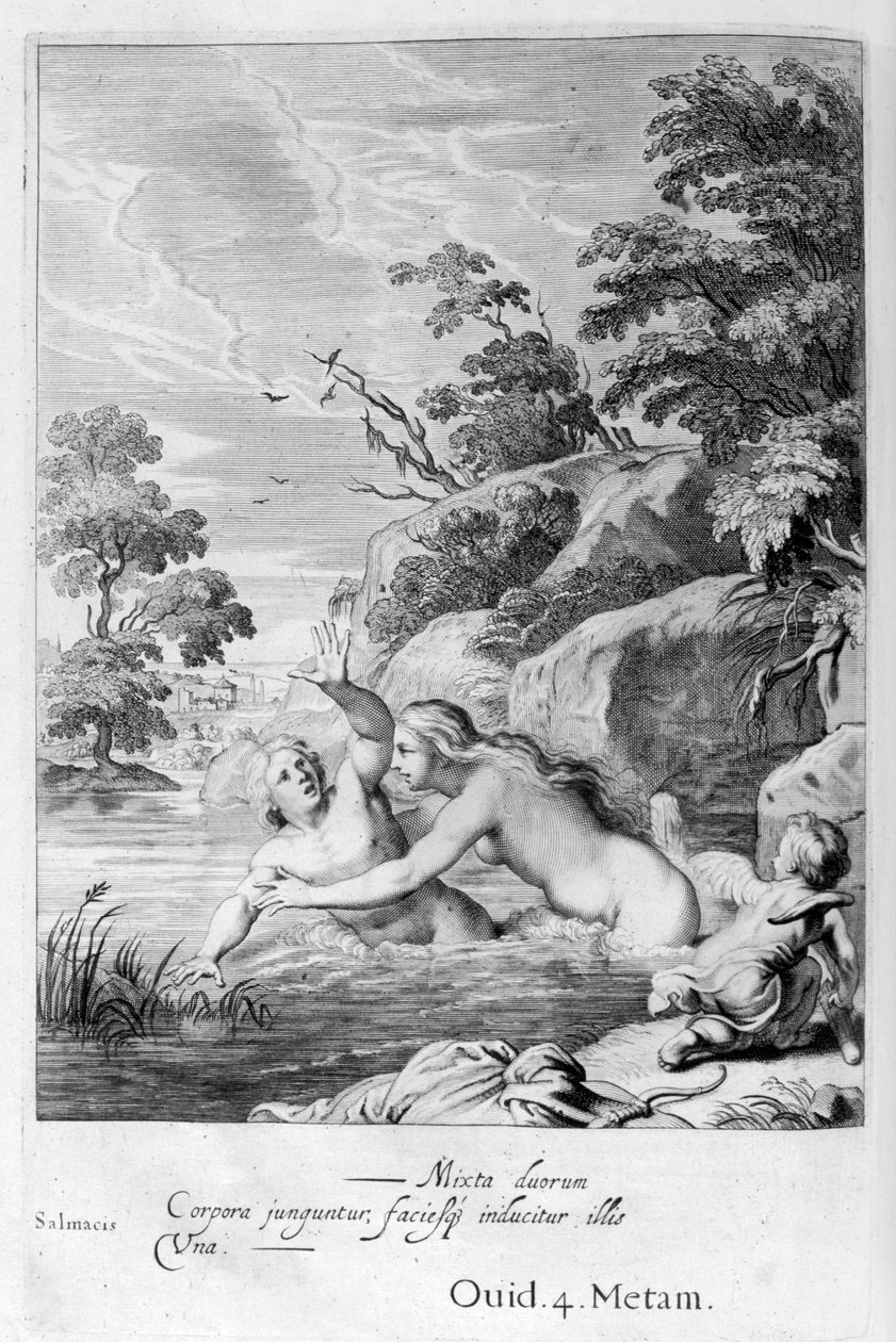 Nymfen Salmacis och Hermafroditus, 1655 av Michel de Marolles